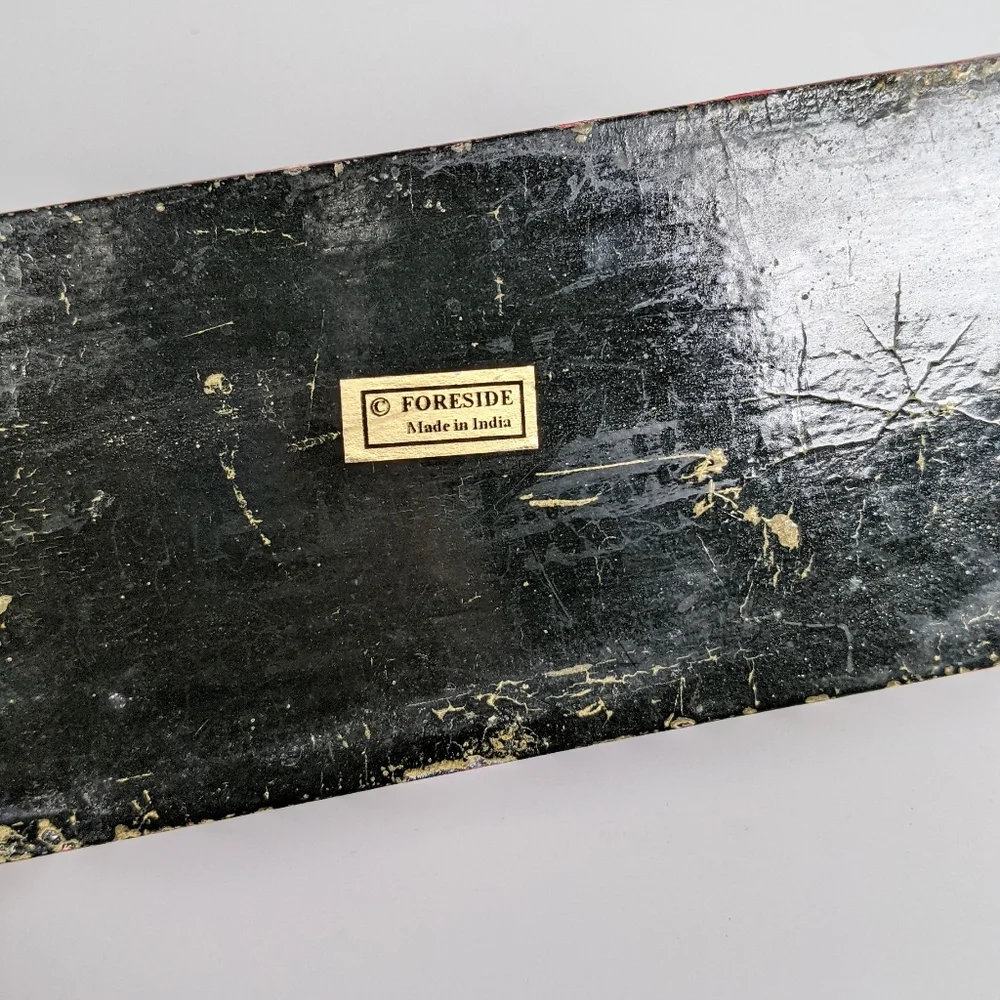 Vtg Foreside laquered hand painted ornament box